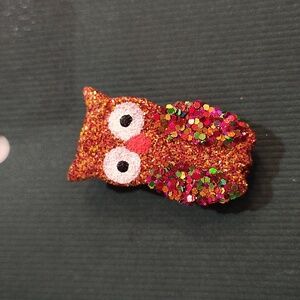Glitter owl brooch new
